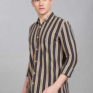 PR3-06||Navy Kaki Stripes|| Full Sleeve Shirt