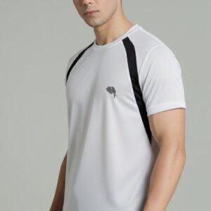RHSO1A || WHITE BLACK|| Round Neck Half Sleeve