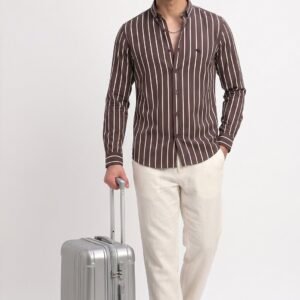 LS005||BROWN STIRES|| Full Sleeve Shirts || 100% Cotton